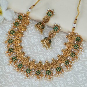 Gold Alloy Premium Earring & Necklace Set For Women By Bhargav arts