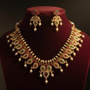 Gold Alloy Premium Earring & Necklace Set For Women By Bhargav arts