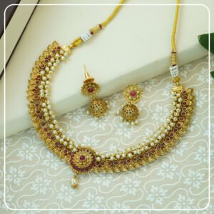 Shimmering Colorful Maroon Jewellery Necklace Sets By Bhargav arts