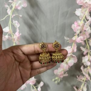Vasundhara Antique Gold Temple Jhumkas