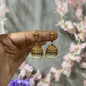 Aaradhya Antique Gold Beaded Jhumkas